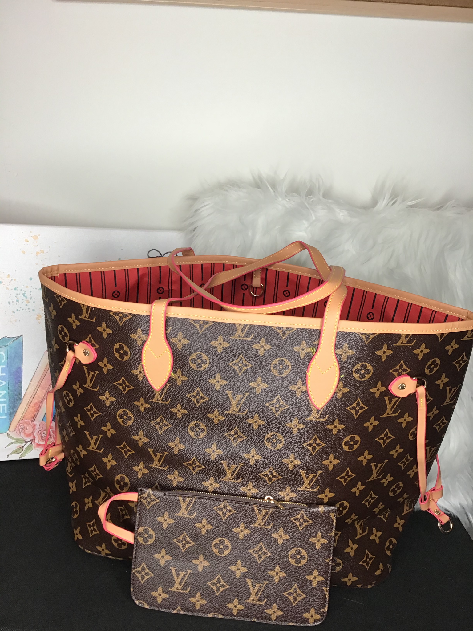 Mono LV Neverfull Shuggaz Closet Hats, purses, jewelry, watches
