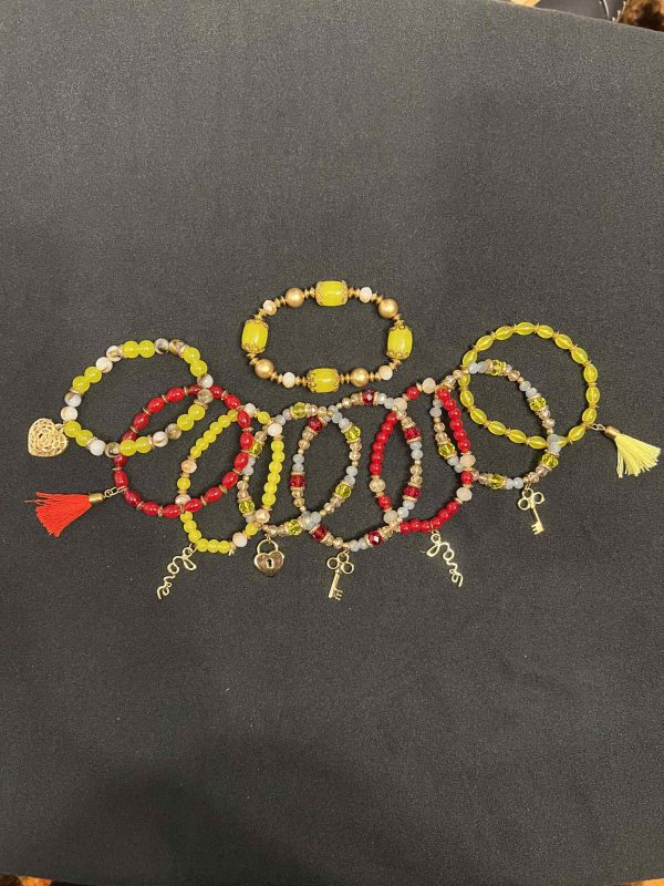Yellow and Red charm bracelet set