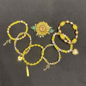 Sunflower Brooche Bracelet Set