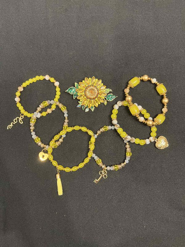 Sunflower Brooche Bracelet Set